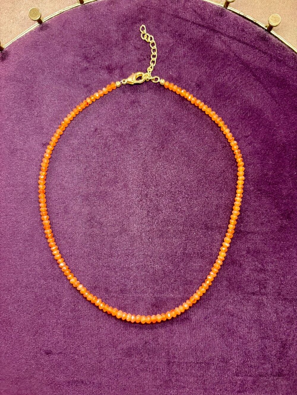Local Eclectic Carnelian Beaded Gemstone Choker Necklace (15"-17")